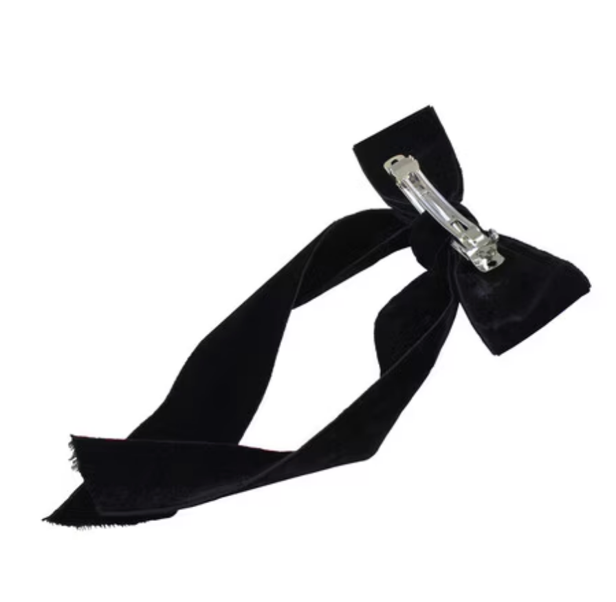 Barrette Velvet Bow Black