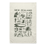 New Zealand Tea Towel Small Print - Cream
