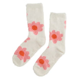 Socks Fuzzy Bedsocks - Big Pink Flower