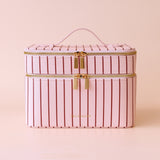 Rosé Pinstripe Vanity Case - 'The Classic'