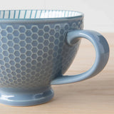 Slate Blue Stamped - Latte Stomeware Mug