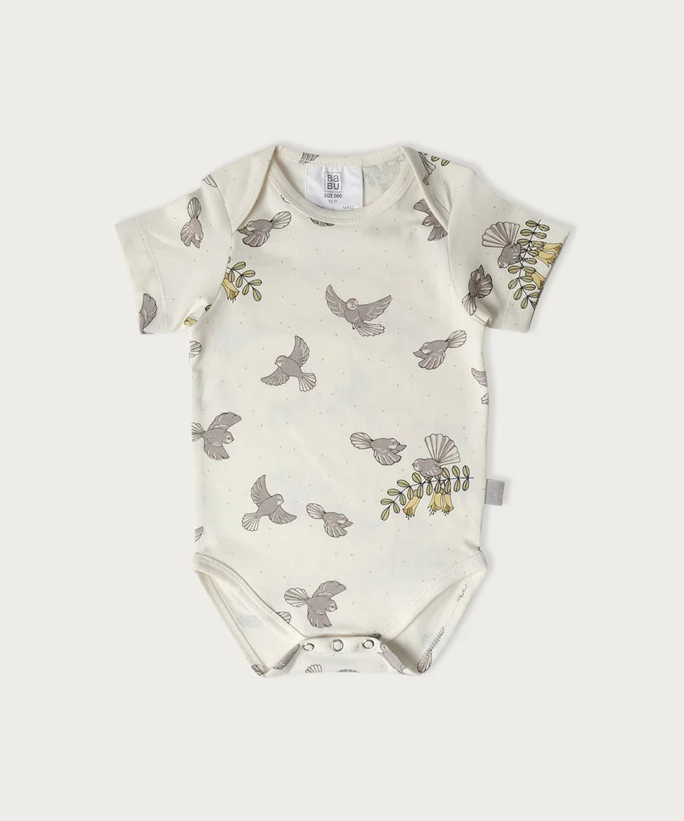 Organic Cotton Short Sleeve Bodysuit NZ Forest