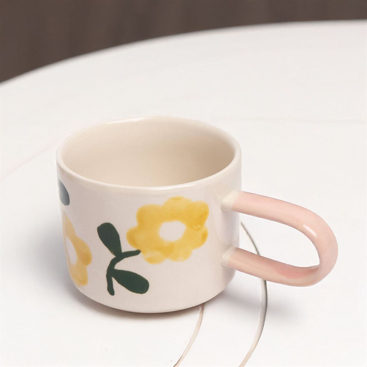 Yellow Flower Print - Mug