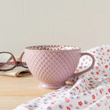 Mauve Stamped - Latte Stoneware Mug