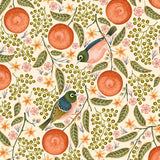 Cream Waxeyes & Mandarins - Tea Towel
