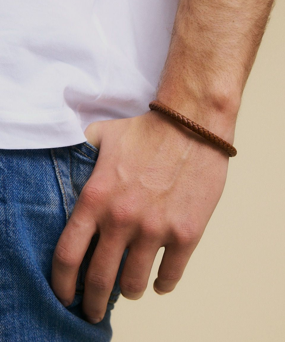 Franky Bracelet Leather Brown/Silver