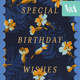 Navy And Orange Floral - Card