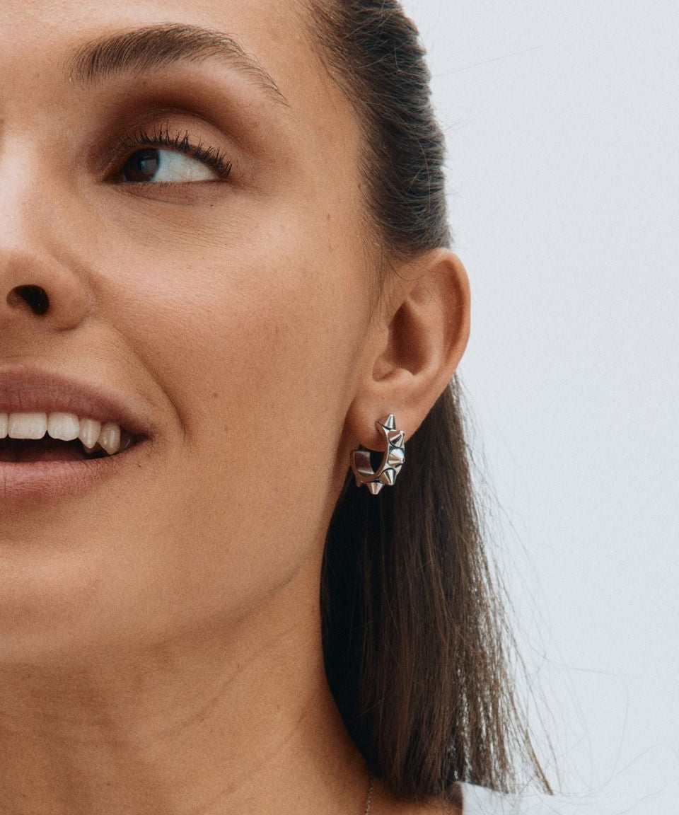 Peak Creole Earrings Small Steel