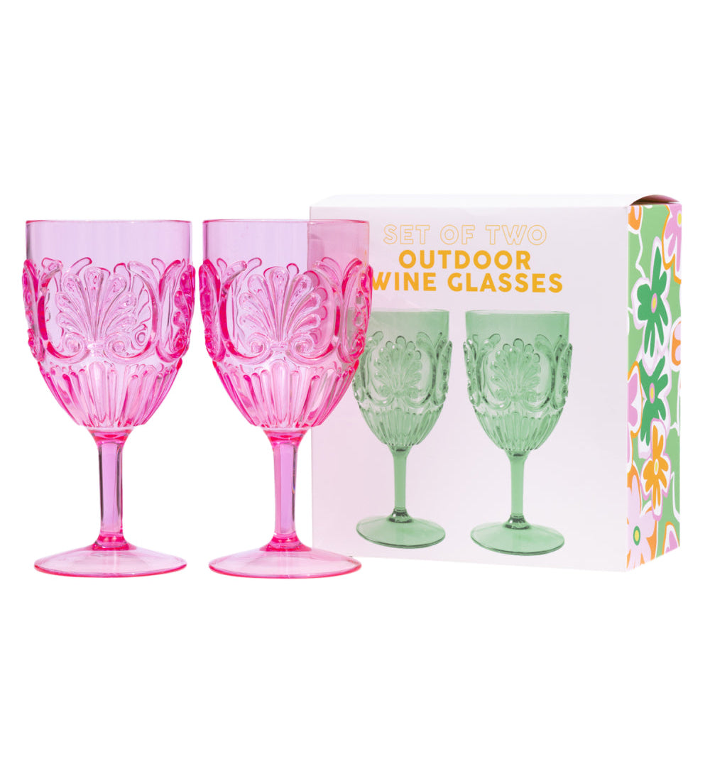 Summer Waves Outdoor Wine Glasses / Set 2