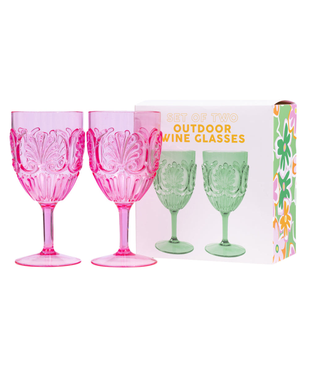Summer Waves Outdoor Wine Glasses / Set 2