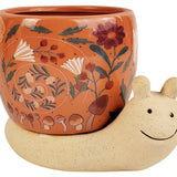 Snail With Flowers Planter - Pink & Sand