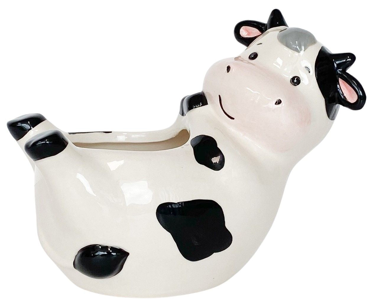 Reclining Cow Planter White 18cm
