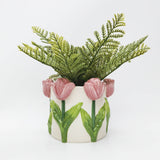 Tulip Planter Pink & White - 13cm