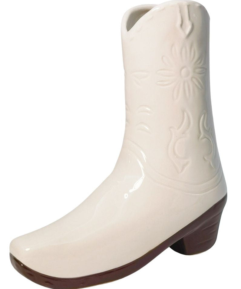Cowgirl Boot Vase White