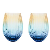 Ellie Ombre Stemless Glass Aqua & Blue