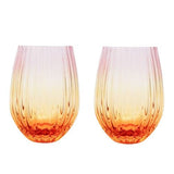 Ellie Ombre Stemless Glass - Pink & Yellow/Set 2