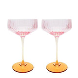 Ellie Ombre Cocktail Glass - Pink & Yellow/Set 2