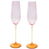 Ellie Ombre Champagne Glass - Pink & Yellow/Set 2