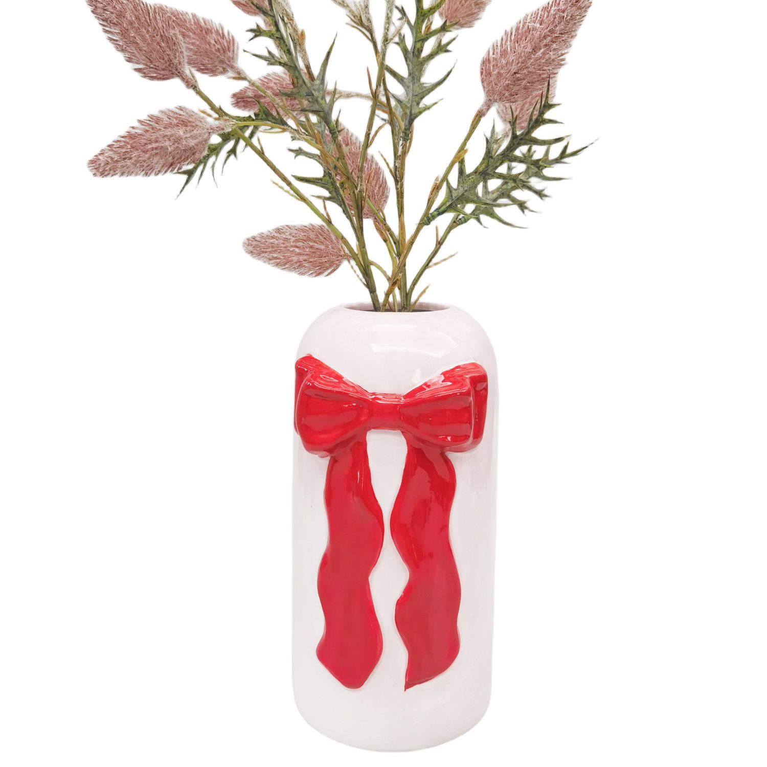 Tall Bow Vase Red & Pink 22cm